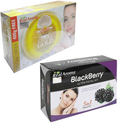 real aroma Pearl Gold BlackBerry Facial Kit 740 g(Set of 2)
