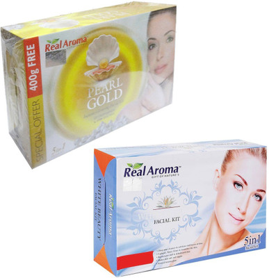 

real aroma Pearl Gold Whiite Beauty Facial Kit 740 g(Set of 2)