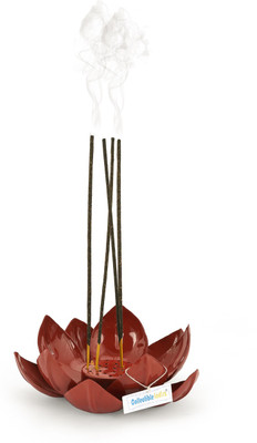 

Collectible india Lotus AgarBatti Stick Holder Stand (Metal) Iron Incense Holder(Red)
