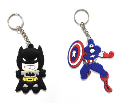 

kausal kf Batman Angry VS Captain America 3d Imported Silicon Rubber Keychains (combo-2) Gifting Key Chain