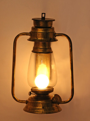 Afast Clear, Gold Iron, Glass Table Lantern(31 cm X 20 cm, Pack of 1)