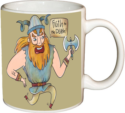 

ShopBuzz Fight to the death printed coffee Ceramic Mug(350 ml), Multicolor