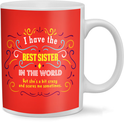 

RAMPOSH Best Sister Quotes Coffee Gift For Sister Ceramic Mug(350 ml), Orange