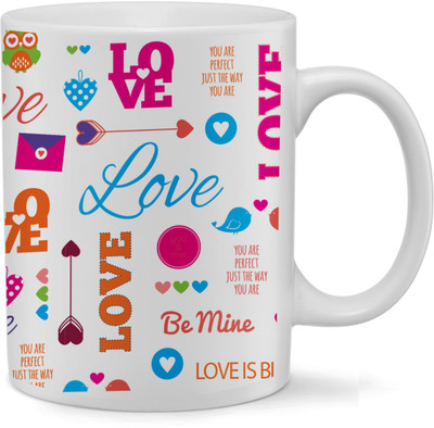 

RAMPOSH Love Typo Multicolor Coffee, Gift For Friend Ceramic Mug(350 ml)