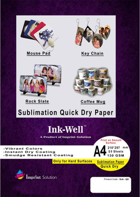 

INK WELL Sublimation QD Paper 50 sheet, 130 gsm, Quick Dry Unruled A4 Photo Paper(Set of 1, Yellow)