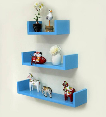 

all crafts art U shape rank MDF Wall Shelf(Number of Shelves - 3, Blue)