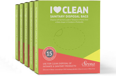 

SIRONA Sanitary & Diapers Disposal Bag (75 Pcs - 5 Packs) Sanitary Pad(Pack of 5)