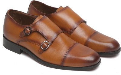 

Brune TAN LEATHER DOUBLE MONK SHOES FOR MEN Monk Strap For Men(Tan