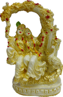 

FABZONE Lord Radha Krishna Idol/Makhan chor Sculpture Decor God Statue Decorative Showpiece - 18 cm(Polyresin, Peach)