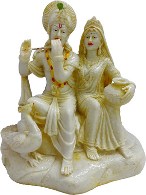 

FABZONE Lord Radha Krishna Idol/Makhan chor Sculpture Decor God Statue Decorative Showpiece - 26 cm(Polyresin, Peach)