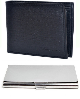 

SOI Men Black, Silver Artificial Leather Wallet(5 Card Slots)