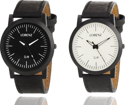 Lorenz MK-2627A Slim Edition Black & White Combo Watch  - For Men   Watches  (Lorenz)