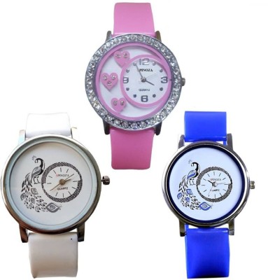 Frida pinkdildiamond ane blue ane white dial mor analogue stylish designer watches for girls and women Watch  - For Girls   Watches  (Frida)