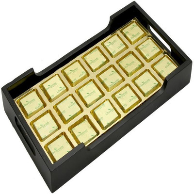 

Ghasitaram Gifts Wooden Serving Tray with 18 Pc Mixed Nuts Chocolates Bars(270 g)