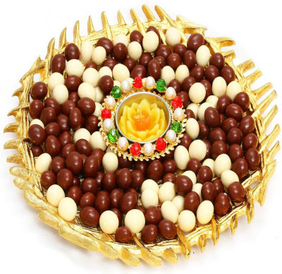 

Ghasitaram Gifts Gold Nutties and T-Lite Platter Bars(300 g)