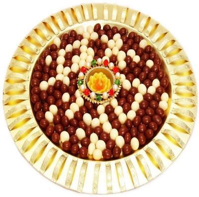 

Ghasitaram Gifts Golden Hooks Nutties and T-Lite Thali Bars(400 g)