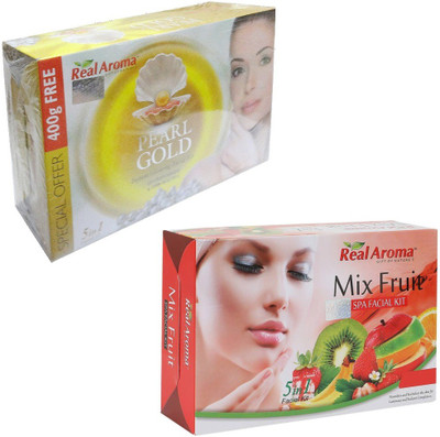 

Abrose Real Aroma Pearl Gold Mix Fruit Facial Kit 740 g(Set of 2)