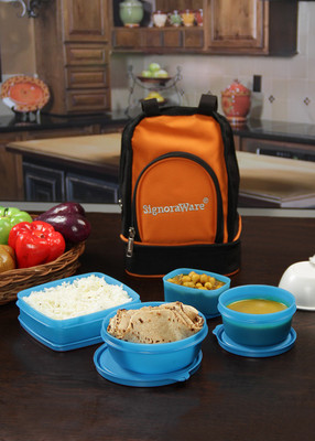 

Signoraware Carry Lunch Box 4 Containers Lunch Box, Blue