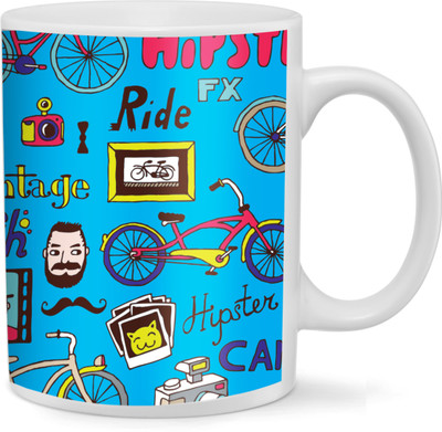 

RAMPOSH Colorful Typo, Hipster Theme Blue Coffee Ceramic Coffee Ceramic Mug(350 ml)