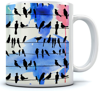 

RAMPOSH Bird Theme Trendy Design Multicolor Coffee Ceramic Mug(350 ml)