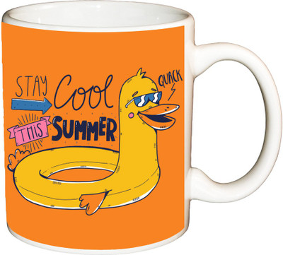 

ShopBuzz Stay cool this summer printed coffee Ceramic Mug(350 ml), Multicolor