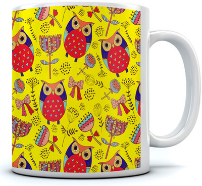 

RAMPOSH Owl Theme Multicolor Coffee, For Gift Ceramic Mug(350 ml)