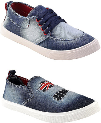 

Chevit Men's Combo Pack of 2 Denim Denim Loafers, Canvas Shoes For Men(Blue