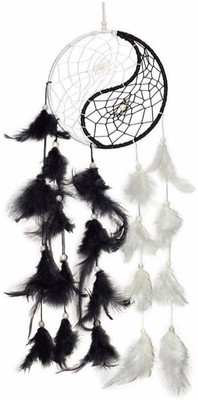 

MYEBIZSTORE Dream Catcher Wall Hanging Wool Windchime Decorative Showpiece - 50 cm(Wool, White, Black)