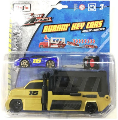 

Maisto Burnin Key Cars Hauler Launcher(Yellow, Blue), Blue;yellow