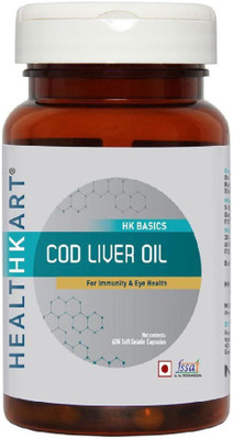 

Healthkart Cod liver oil 300 mg (rich source of Omega 3, Vitamin A & Vitamin D) for brain, heart and eye health, for immunity, 60 Capsules(60 No)