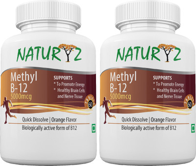 

NATURYZ Methylcobalamin B12 5000mcg Sublingual tablets Orange flavor 60 Tablets, Pack of 2 (Combo)(60)