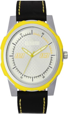 FASHION POOL MEN'S WATERPROOF YELLOW SILVER MOST PERFECT COLOR COMBO OVAL STAINLESS STEEL DIAL FULL BLACK ANTI ALLERGIC LEATHER BELT FOR PROFESSIONAL & PARTY WEAR Watch  - For Boys   Watches  (FASHION POOL)