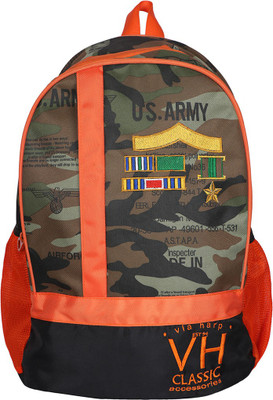 

Via Harp Dallas Army Laptop bag black 14 L Laptop Backpack(Multicolor), Military green