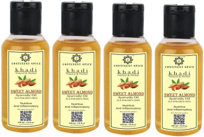 

Continent Spice KHADI NATURAL & HERBAL SWEET ALMOND OIL (PACK OF 4)- CS682005(100 ml)