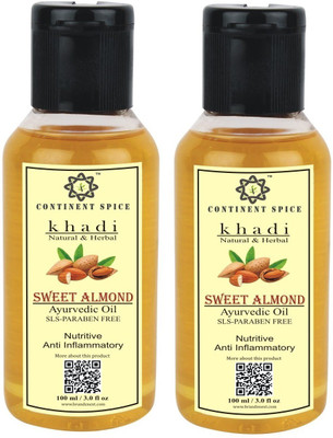

Continent Spice KHADI NATURAL & HERBAL SWEET ALMOND OIL (PACK OF 2)- CS682005(100 ml)