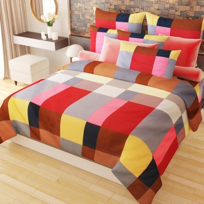 Home Candy 152 TC Polycotton Double 3D Printed Flat Bedsheet(Pack of 1, Multicolor)