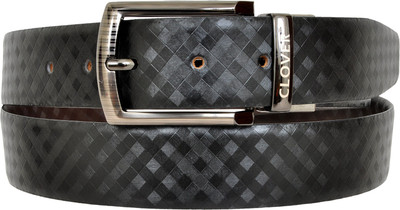 

Clover Men Casual Black Genuine Leather Reversible Belt, Black & brown