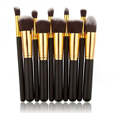 Beauty Wand 10 Pcs Black Gold Kabuki Makeup Brush Set(Pack of 10)