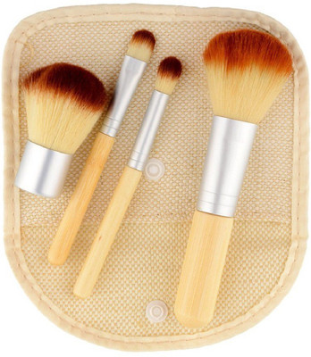

Beauty Wand 4pcs Natural Bamboo Handle Brush Set Foundation Powder Kabuki Kit(Pack of 4)