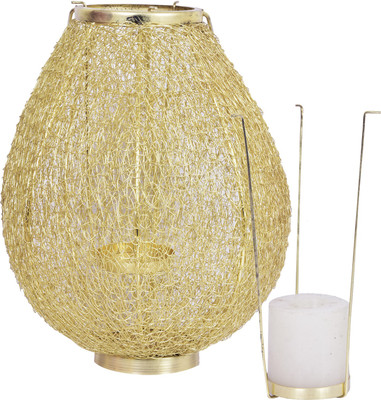 

TARANG UDYOG Stylish Round Candle Holder with Candle Perfact For Diwali, Home DÉCOR, Gift Item Iron 1 - Cup Tealight Holder(Gold, Pack of 1)