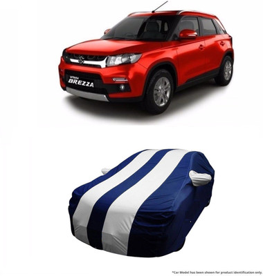 Flipkart SmartBuy Car Cover For Maruti Suzuki Vitara Brezza (With Mirror Pockets)(White, Blue)