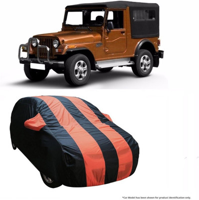 Flipkart SmartBuy Car Cover For Mahindra Jeep (With Mirror Pockets)(Orange, Blue)