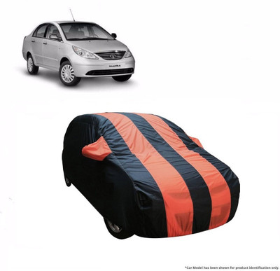 Flipkart SmartBuy Car Cover For Tata Manza (With Mirror Pockets)(Orange, Blue)