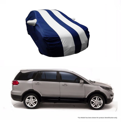 Flipkart SmartBuy Car Cover For Tata Hexa (With Mirror Pockets)(White, Blue)
