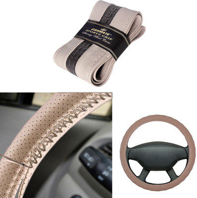 

Car Mate Hand Stiched Steering Cover For Universal For Car Universal For Car(Beige, Leatherite)