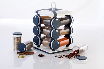 

VR Revolving Spice Rack, Masala Box, Spice Box, Masala Rack, Trolley Rack 12 Piece Condiment Set(Plastic)