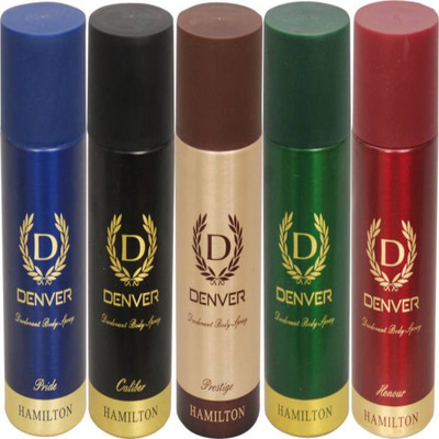 Denver Combo 5 Perfume Body Spray - For Men & Women(825 ml, Pack of 5)