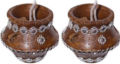 

Blutec Terracotta (Pack of 2) Table Diya Set(Height: 2.36 inch)