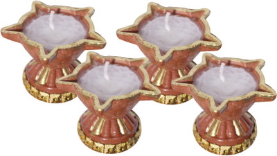 

Blutec Terracotta (Pack of 4) Table Diya Set(Height: 2.17 inch)