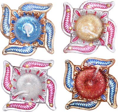 

Blutec Terracotta (Pack of 4) Table Diya Set(Height: 0.98 inch)